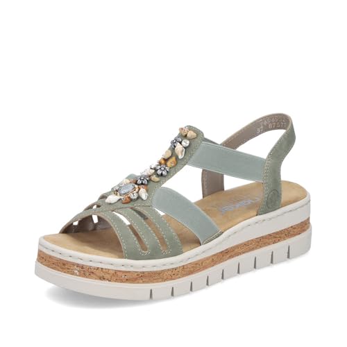 Nu-pieds femme vert Rieker pour soulager les pieds sensibles en été
