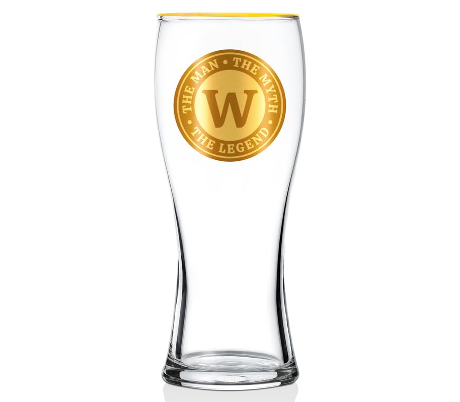 Onebttl Personalised Beer Glass for Men, Funny Custom Alcohol Gifts for Beer Lovers, Unique Christmas Birthday Gifts for Him, The Man The Myth The Legend, W