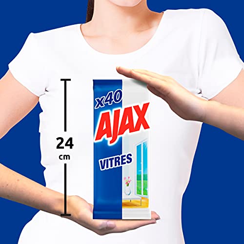 AJAX Triple Action Lingettes pour vitres carreaux miroirs et autres surfaces brillantes 40 Pièces - vue 4