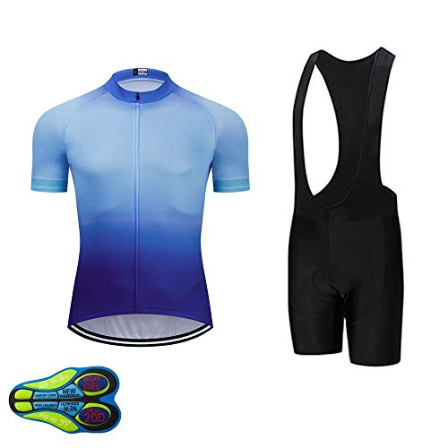 MOXILYN Men Cycling Jersey Kit Bike Shorts Set MTB Bicycle Clothing Quick Dry Bike Shirts + Bibs Short with 20D Padded