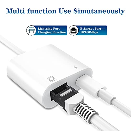DESOFICON Lightning~イーサネット接続アダプター MFi認証 2イン1 RJ45 イーサネット LANネットワーク アダプター 充電ポート付き iPhone/iPad/iPod対応 の商品画像 1
