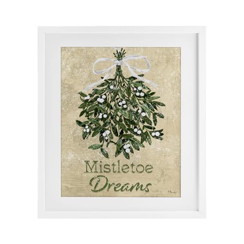 Mistletoe Dreams Rustic tableau encadré décoration murale bois blanc Stupell Industries