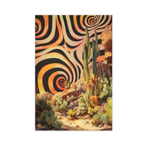 Poster sur toile rétro désert 61x91 cm pour salon et chambre