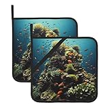 Lot de 2 maniques avec poche, résistant à la chaleur pour comptoirs, maniques de four pour la biodiversité pour cuisine, pâtisserie, dessous de plat, 20,3 cm