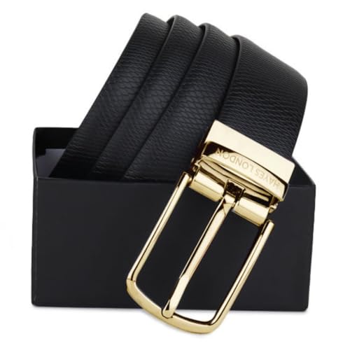Image of HAYES LONDON Belts for Men Leather Original - Belt for Men Formal with Classic Design, Durable and Italian Reversible Men Belts for All Occasions