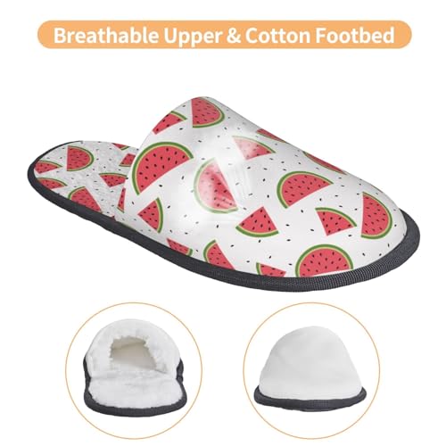 Hand Drawn Watermelon Print Women Slippers Home Furry Shoes Keep Men Couples Shoes Warm For Women-4