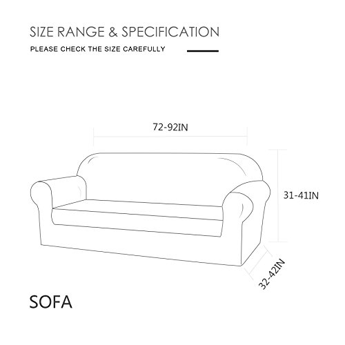 Tikami Stretch Printed Sofa Slipcover 2-Piece Couch Cushion Cover Washable Spandex Furniture Protector (Large, Coffee) #TOP2
