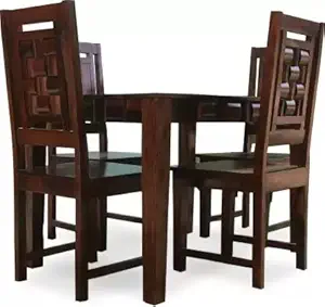 NIKUNJ Home Decor Solid SHEESHAM Wood Dining Set (4 Seater) Furniture Wood Product, Pure Rosewood Furniture Product for Home with Honey Glossy Finish (Chinese)