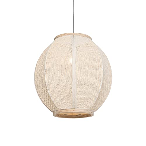 Qazqa Oriental Lámpara colgante oriental natural 46 cm - Rob Textil/Acero/Madera Ovalada Adecuado para LED Max. 1 x 60 Watt
