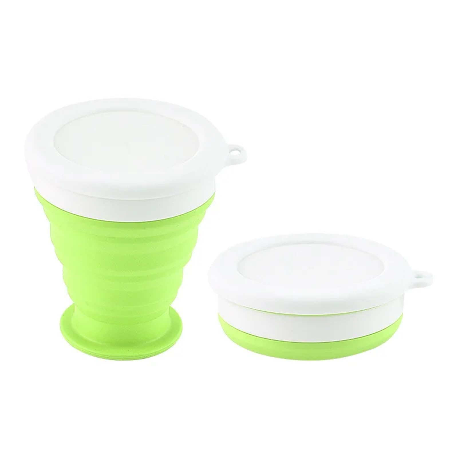 Taza plegable Taza de silicona Taza de agua plegable silicona portátil, telescópica 200/350ml, con tapa for viajes y acampadas(Green,350ml)