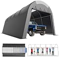 Carport Canopy 12x20 FT Heavy Duty with Translucent Roof - Reinforced Metal Frame,Waterproof Shelter for Cars/RV/ATV, Skyview Portable Garage with Zipper Doors