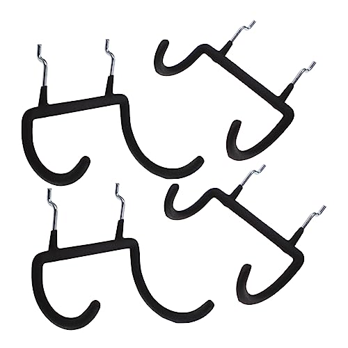 FUNOMOCYA 4pcs Pegboard Hooks Drill Holders Heavy Duty Hooks Peg Board Heavy Duty Clothes Hanger Wall Mount Clothes Rack Pegboard Drill Holder Peg Hook Pegboard Hangers Steel Black