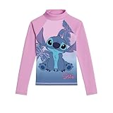 United Labels Lilo & Stitch Schwimmshirt UV Schutz 30 für Mädchen, Rosa Blau, 122/128, Badeshirt Langarm, Bademode Kinder, Badebekleidung