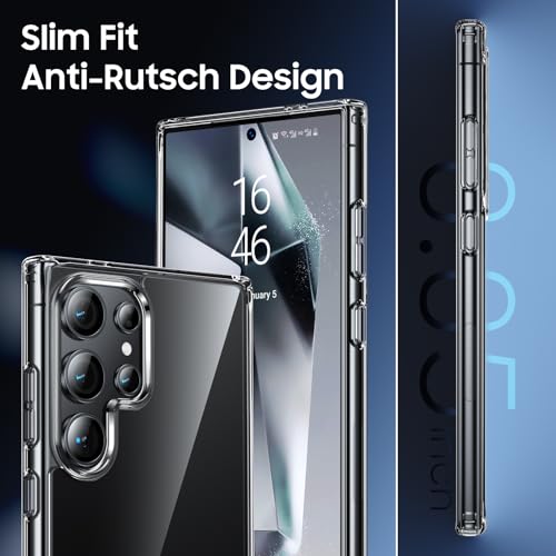 UniqueMe für Samsung Galaxy S24 Ultra Hülle, 5-in-1-Set Handyhülle für Samsung S24 Ultra Case Rundumschutz Schutzhülle Cover,1 Handyhülle & 2 Schutzfolie & 2 Kameraschutz - Transparent 5