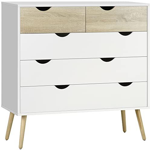 Comparativa de cómodas nórdicas ¡Con guía de compra! 30 HOMCOM Cómoda con 5 Cajones, Cómoda Dormitorio con Patas Elevadas de...