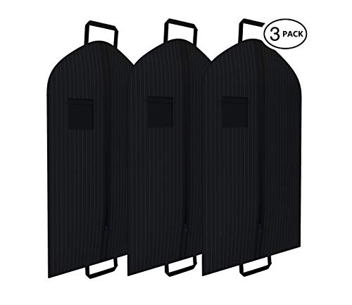 Black Pinstriped Suit Garment Travel Bags 3 Pack With ID Tag Window - 40" X 24"2