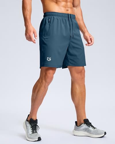Image of G Gradual Men's Athletic Running Shorts with Zipper Pockets Quick Dry 7 inch / 5 inch / 9 inch Workout Gym Shorts for Basketball Hiking
