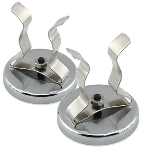 Master Magnetics RB50NPCX2 Magnetic Hook, Round Base Magnet Fastener with Steel Clip Chrome