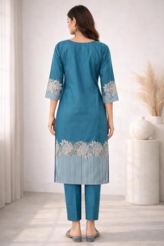Image of FABNEX Kurta Set for Women | Stylish Cotton Printed Kurti Pant Set | Indo-Western Casual & Festive Kurta Set for Women (K-220-21)