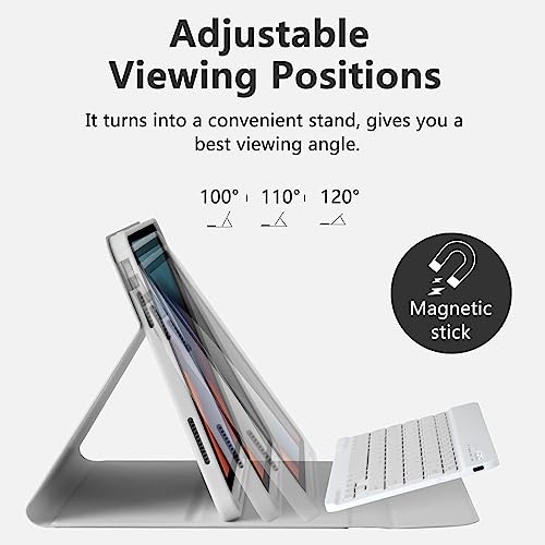 Image of MMK for iPad 11th 10th Generation Case with Keyboard (2022, 10.9 inch), Wireless Detachable Keyboard, Pencil Holder for iPad 11 inch (A16 2025), 10th Gen (10.9 Inch 2022) Grey