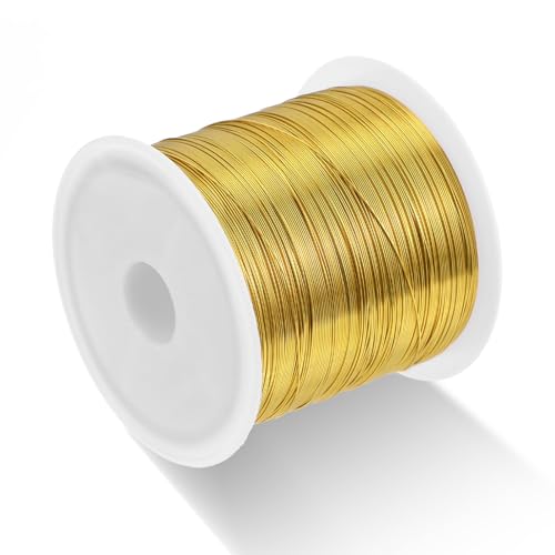 1 Rollo Alambre para Joyería Alambre de Oro y Cobre de 0,3 mm 100 Metros Alambre para Manualidades Alambre de Oro de Aleación de Cobre para la Fabricación de Pulseras y Manualidades