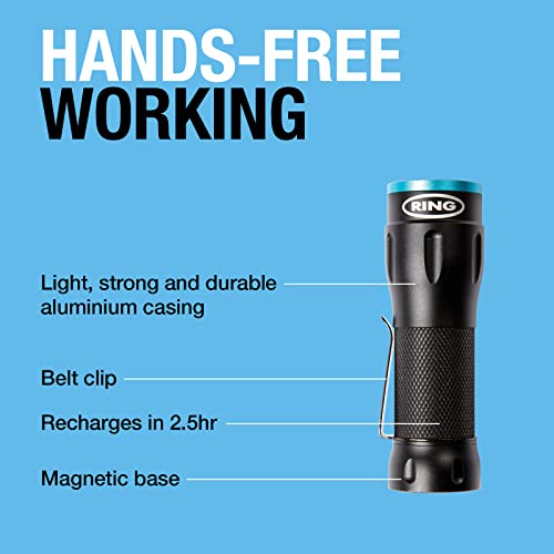 RING Automotive RIT1010 Zoom110 Micro LED USB Rechargeable Inspection Torch, Black/Blue - Image 3