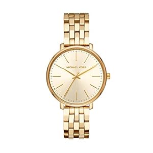 Michael Kors Women’s Pyper Three-Hand Gold-Tone Stainless Steel Bracelet Watch (Model: MK3898)