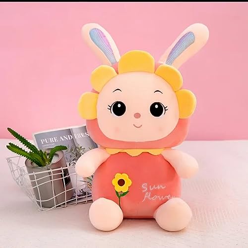 Image of A Little Swag Cute Sunflower Rabbit Bunny Stuffed Doll Plush Soft Toys Play for Kids Boys Girls, 25 cm