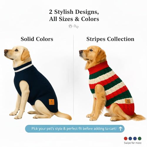 Image of Dog Sweater for Large Dogs (Dark Red, 24-Inch) - Soft, Stretchable Knit Dog Winter Clothes to Keep Labrador, Boxer & Indie Warm, Cozy and Stylish