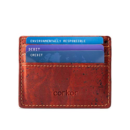 Corkor Card Case Wallet Minimalist ID Holder Slim RFID Bloqueo para hombres y mujeres