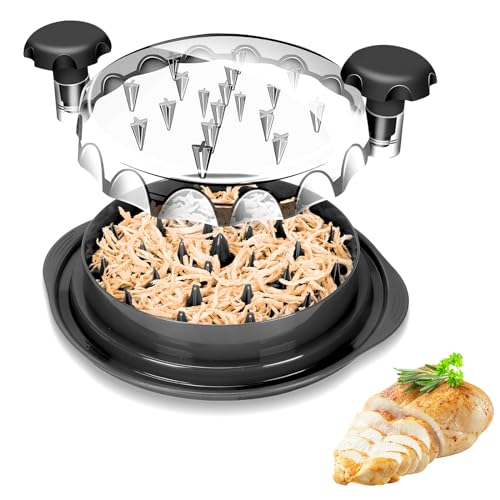 Trituradora de pollo, herramienta trituradora de pechuga de pollo con cubierta transparente Picadora de Pollode carne visible giratoria Desmenuzador Chicken Shredder para Verduras Carne de Cerdo Pollo