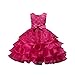 Produktbild LvRao Mädchen Tüll Kleid Kinder Rüschen Pailletten Spitze Party Brautkleider Prinzessinenkleid (Rose, 170)