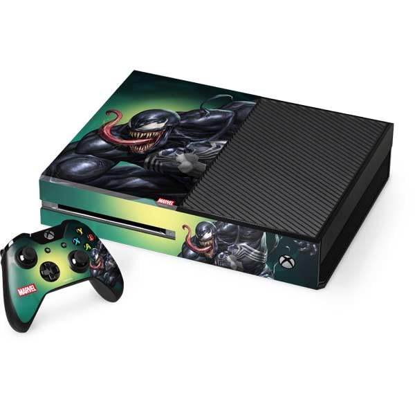 Skinit Decal Gaming Skin Compatible with Xbox One Console and Controller Bundle - Officially Licensed Marvel Venom Symbiote Design