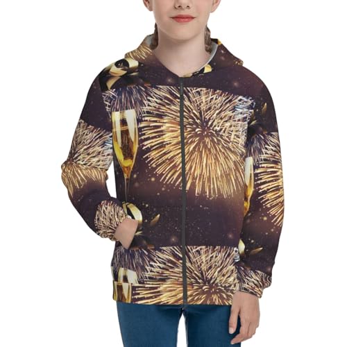 Happy New Year Kid Hoodies Boys Zip Up Sweatshirts Girls Pullover with Pocket3