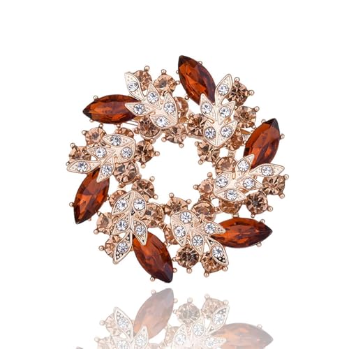Image of Rhinestone Flower Brooch for Women Crystal Wreath Brooch Pin Stylish Big Flower Brooch Rhinestone Crystal Bauhinia Flower Wreath Brooch Elegant Clothing Hat Bag Accessories Christmas Wedding Bridal Birthday Jewelry