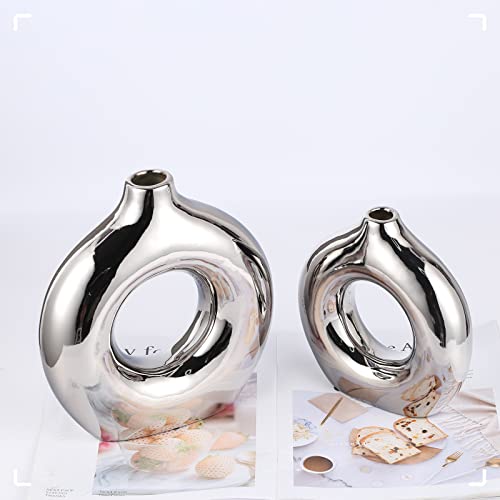 Gan Glaze Round Ceramics Vase (Electroplating Silver) #TOP5