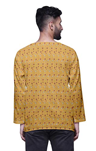 Atasi Printed Cotton Long Sleeve Shirt Casual Short Kurta for Men Summer Wear3