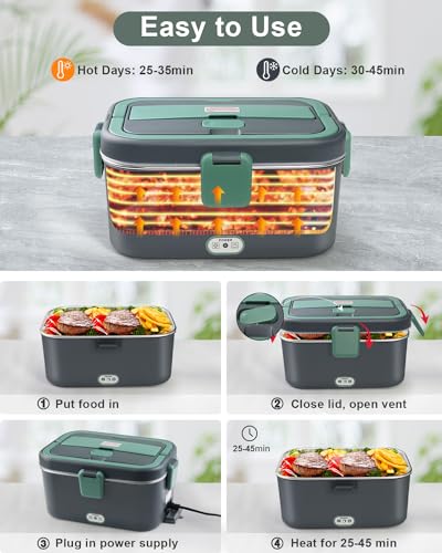 Gamelle chauffante 24V camion 80W 12V 220V 1,8L inox – Image 3