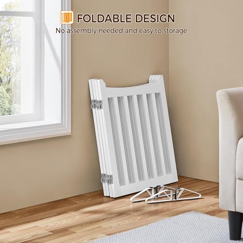 Yaheetech Wooden Dog Gate Indoor 4 Panels Freestanding Pet Fence with Support Feet for Small and Medium Dogs, Stair Barrier for House/Stairs/Doorway (White,61 cm H X 205cm L) - Image 5