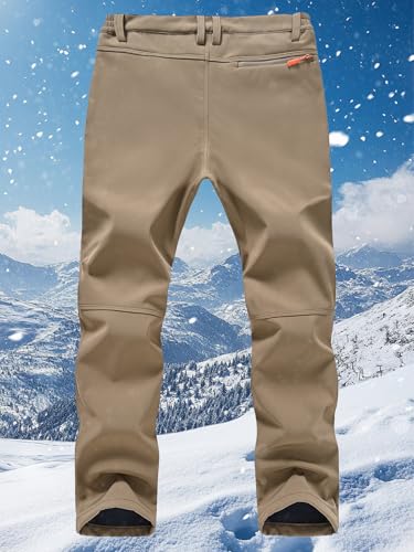 SPOSULEI Mens Ski Waterproof Insulated Pants Fleece Lined Softshell Snow Hiking Snowboard Outdoor Pants with Zipper Pockets - Image 3