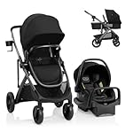 Evenflo Pivot Suite Travel System with LiteMax Infant Car Seat with Anti-Rebound Bar Dunloe Black