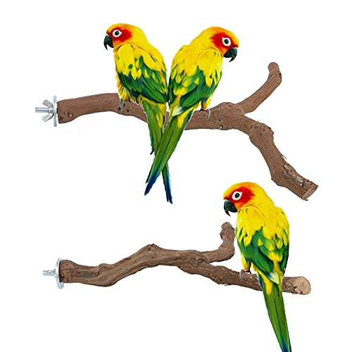 Bird Perch Nature Wood Stand for 3-4pcs Small Medium Parrots (2pcs Grape Perch)