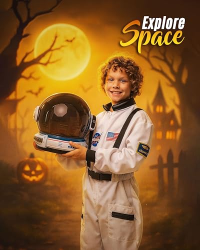Astronaut Costume for Kids with Helmet, Halloween Costumes for kids Nasa Astronaut Helmet Suit with Movable Visor4