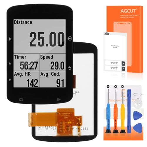 Pantalla LCD para Garmin Edge 520 520Plus 520J pantalla LCD para Garmin Edge 520 Bicicleta Speed Meter Pantalla de Repuesto Digitalizer Touchscreen Montaje completo con kit de reparación, negro