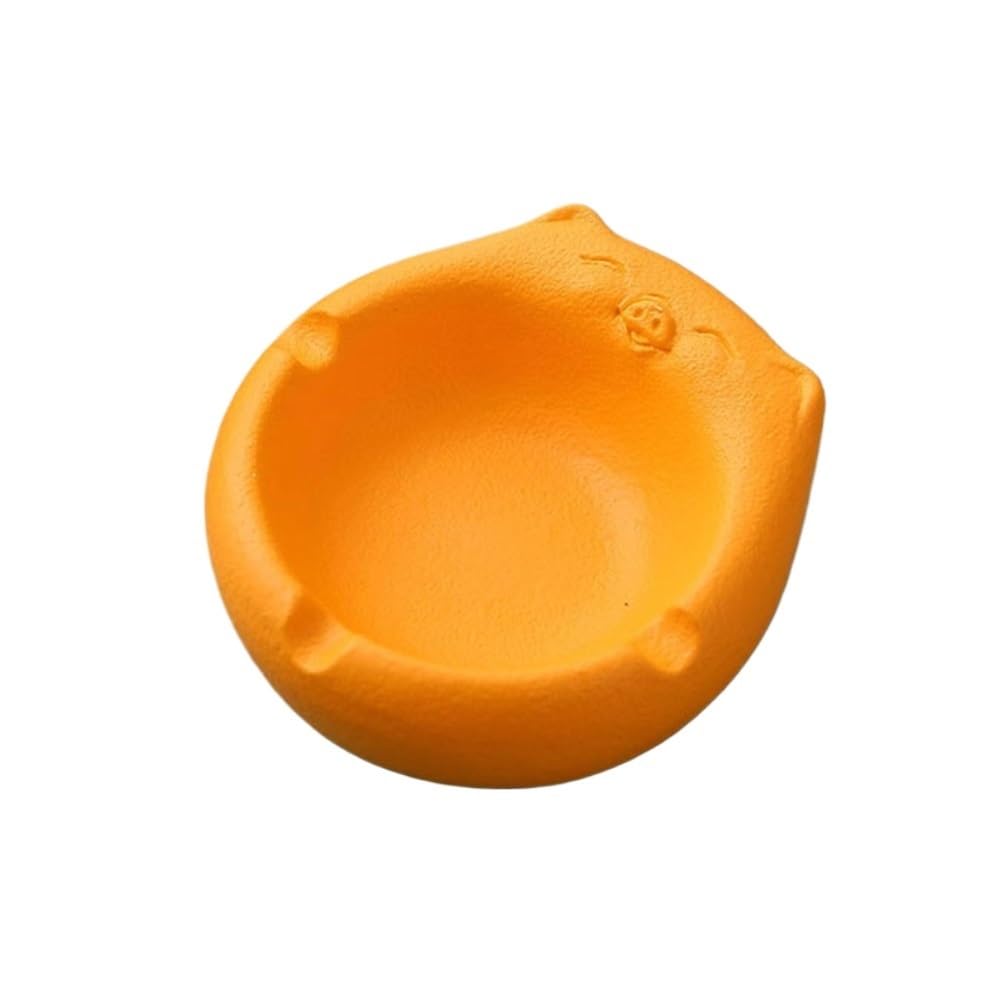 Indoor Decorative Ceramic Ashtray Portable Desktop for Offices Restaurants Balcony Outside Gardens Hotels for Desktop(Orange)