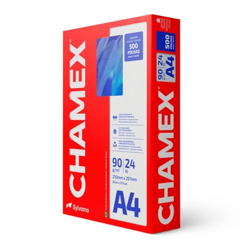 Chamex Papel A4, 210 x 297 mm, 90g, Pacote 500 Folhas, Branco Sulfite