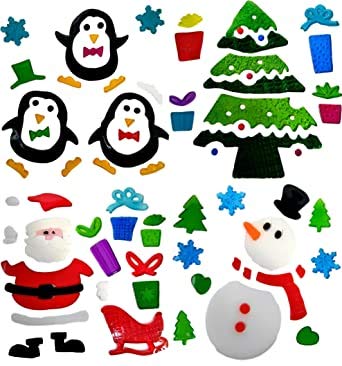 Stick Gel-Aufkleber für Glas mit Weihnachtsmotiven, verschiedene Modelle