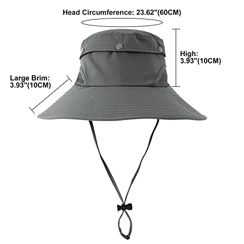 Docila Urban Grey Cooling Bucket Hat For Women Men Packable Empty Top Travel Beach Sun Hats Summer Wide Brim Quick Dry Visor Hat Fishing Gardening Boonie Cap Adjustable Chin Strap #TOP2