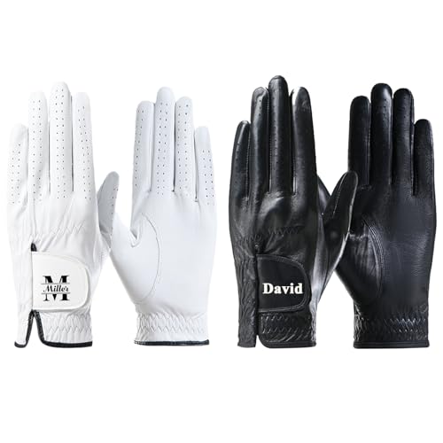 UIDMEN personalisierte Golfhandschuhe aus Leder mit Namensdruck. Linkshand-Handschuh für Rechtshänder. Ideal für Turniere & Alltag Golfer