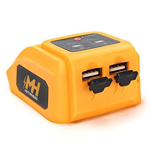 MOTORHEAD 20V ULTRA Lithium-Ion USB Power Source Adapter, 2x USB Type-A, Fast 5V/2A & 5V/1A Ports, Charges Phones, Speakers, Tablets & More, Compatible w/ 20V MOTORHEAD ULTRA Batteries, USA-Based